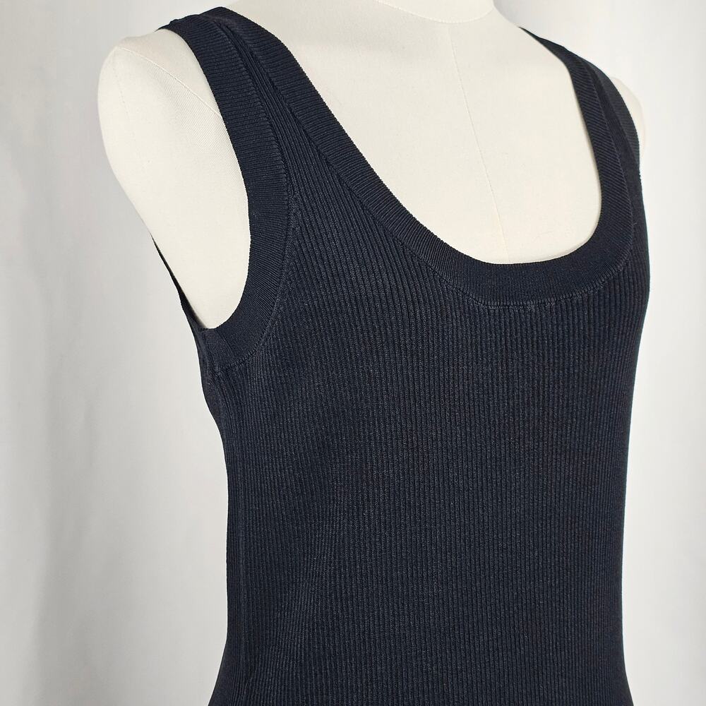 The Drop Yasmin Black Side Slit Rib Knit Midi Tank Dress Women's Size L NWT - Picture 7 of 14
